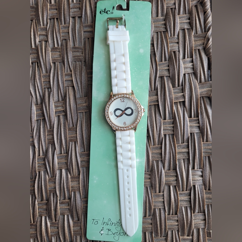 White Infinity Symbol Watch with Rhinestones - Picture 3 of 3